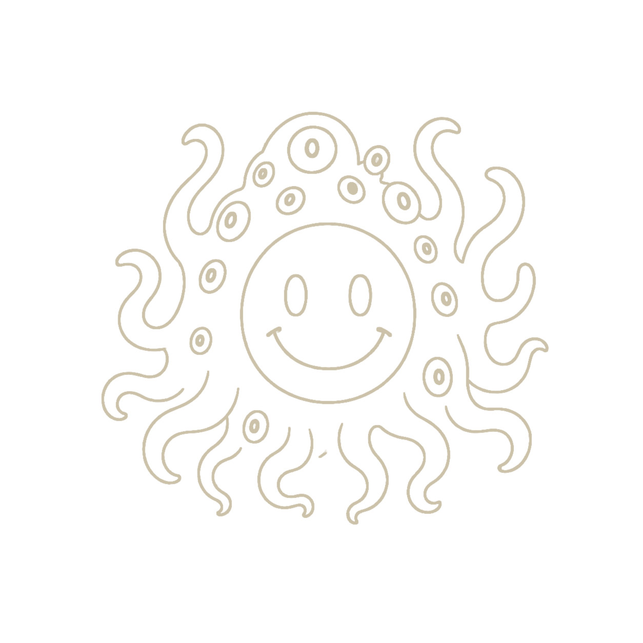 Outline drawing of the ghostwriter mascot: a smiling face ringed with tentacles